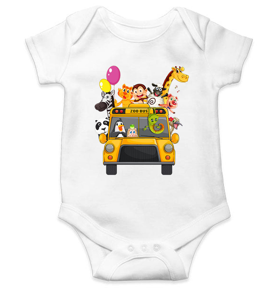 Zoo Bus Cartoon Rompers for Baby Girl- KidsFashionVilla