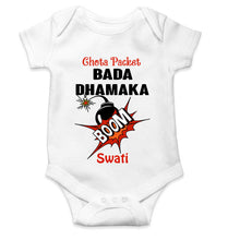 Load image into Gallery viewer, Custom Name Chota Packet Bada Dhamaka Diwali Rompers for Baby Girl- KidsFashionVilla
