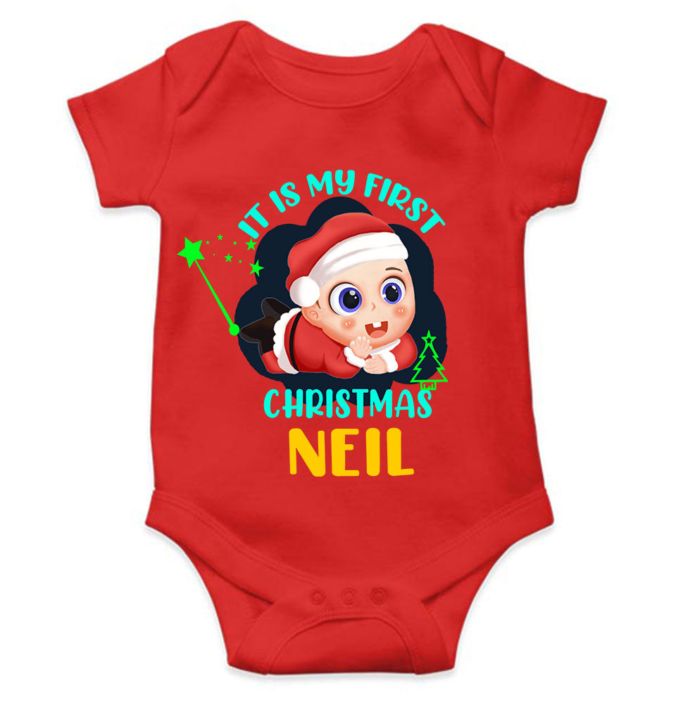 Customized Name It Is My First Christmas Rompers for Baby Boy- KidsFashionVilla