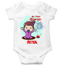 Load image into Gallery viewer, Custom Name My First Diwali Rompers for Baby Girl- KidsFashionVilla
