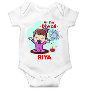 Custom Name My First Diwali Rompers for Baby Girl- KidsFashionVilla