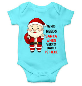 Customized Name Santa Dadu Is Here Christmas Rompers for Baby Boy- KidsFashionVilla