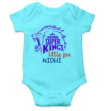 Load image into Gallery viewer, Custom Name IPL CSK Chennai Super Kings Little Fan Rompers for Baby Girl- KidsFashionVilla
