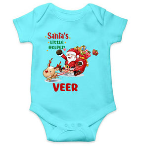 Customized Name Santas Little Helper Christmas Rompers for Baby Boy- KidsFashionVilla