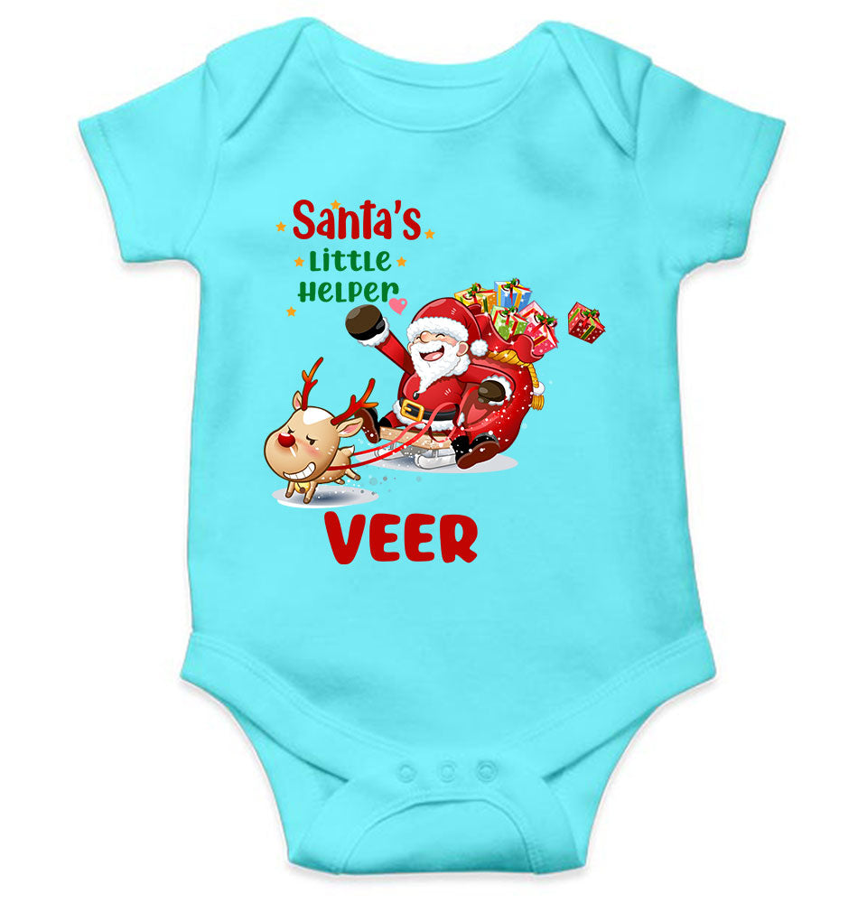 Customized Name Santas Little Helper Christmas Rompers for Baby Boy- KidsFashionVilla