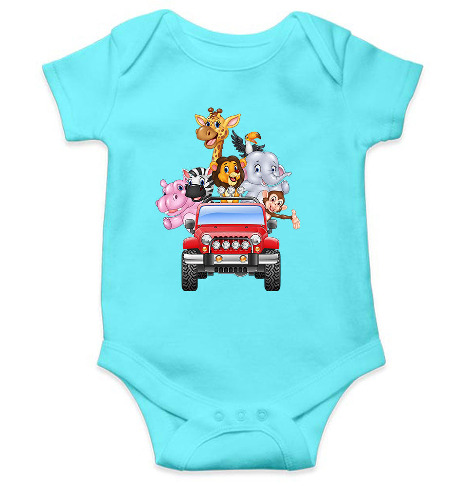 Jungle Jeep Cartoon Rompers for Baby Boy- KidsFashionVilla