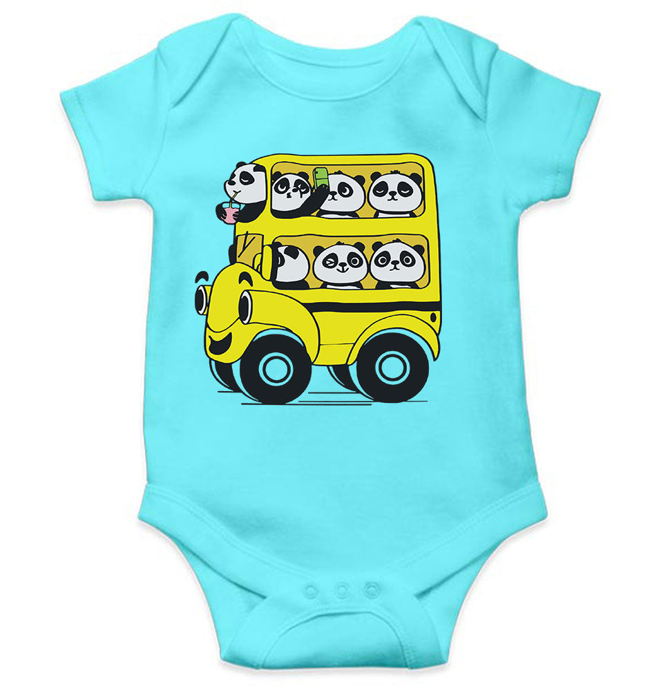 Panda Yellow Bus Cartoon Rompers for Baby Boy- KidsFashionVilla