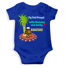 Load image into Gallery viewer, Custom Name My First Pongal With Mommy And Daddy Rompers for Baby Girl- KidsFashionVilla
