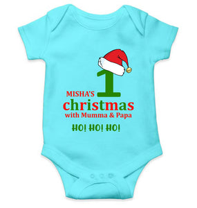 Customized Name 1st Christmas With Mumma & Papa Rompers for Baby Girl- KidsFashionVilla