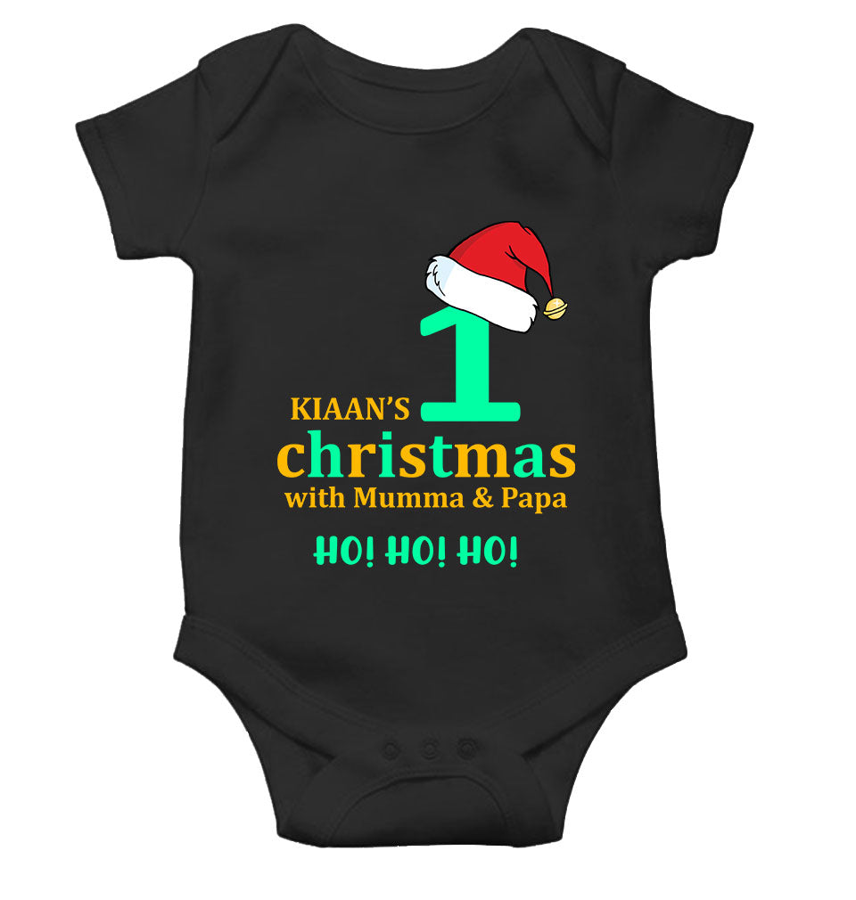 Customized Name 1st Christmas With Mumma & Papa Rompers for Baby Boy- KidsFashionVilla