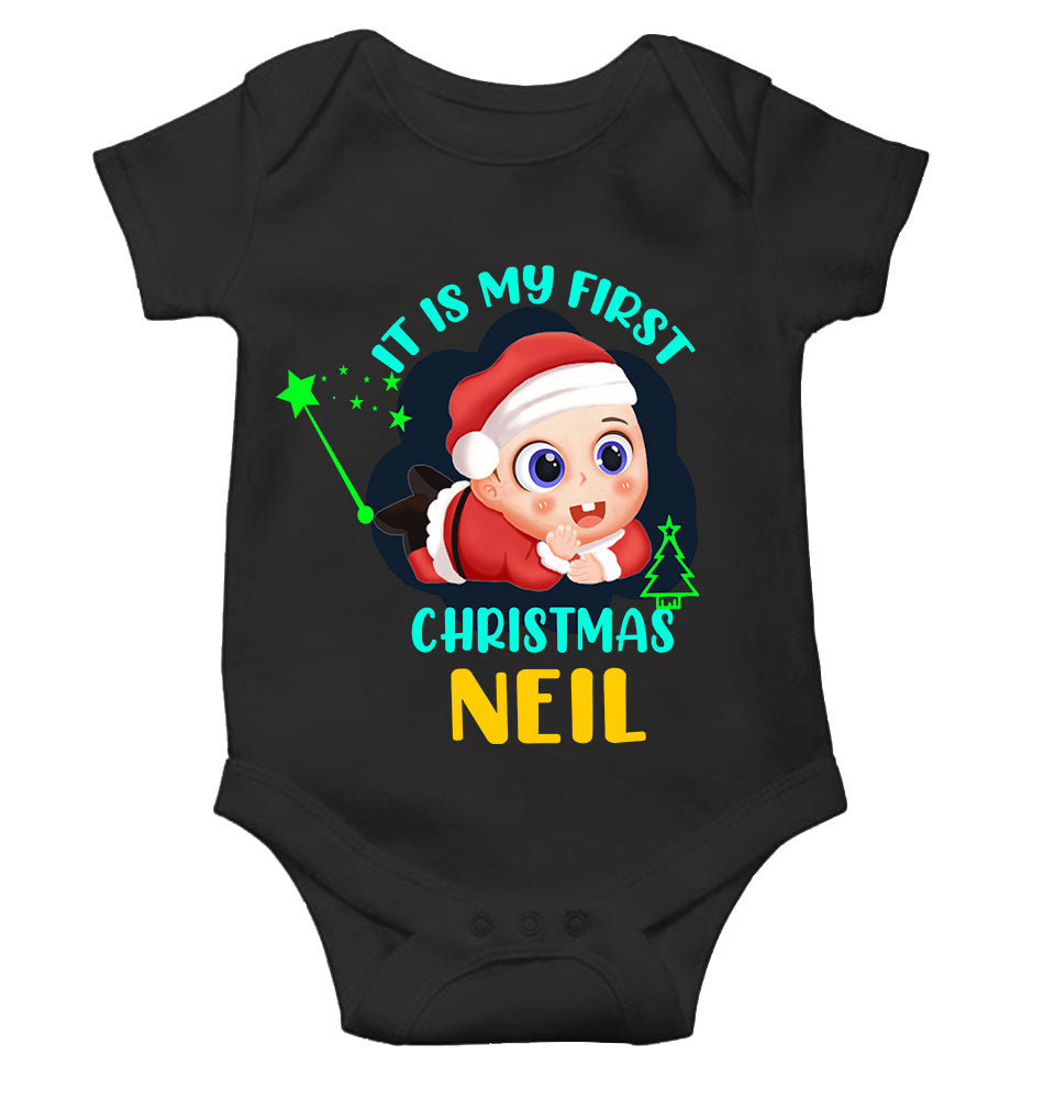 Customized Name It Is My First Christmas Rompers for Baby Boy- KidsFashionVilla