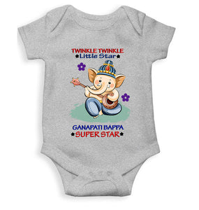 Twinkle Twinkle Little Star Ganpati Bappa Superstar Ganesh Chaturthi Rompers for Baby Girl- KidsFashionVilla