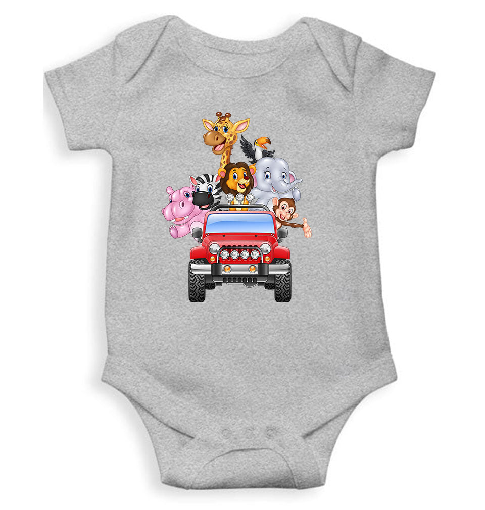 Jungle Jeep Cartoon Rompers for Baby Boy- KidsFashionVilla