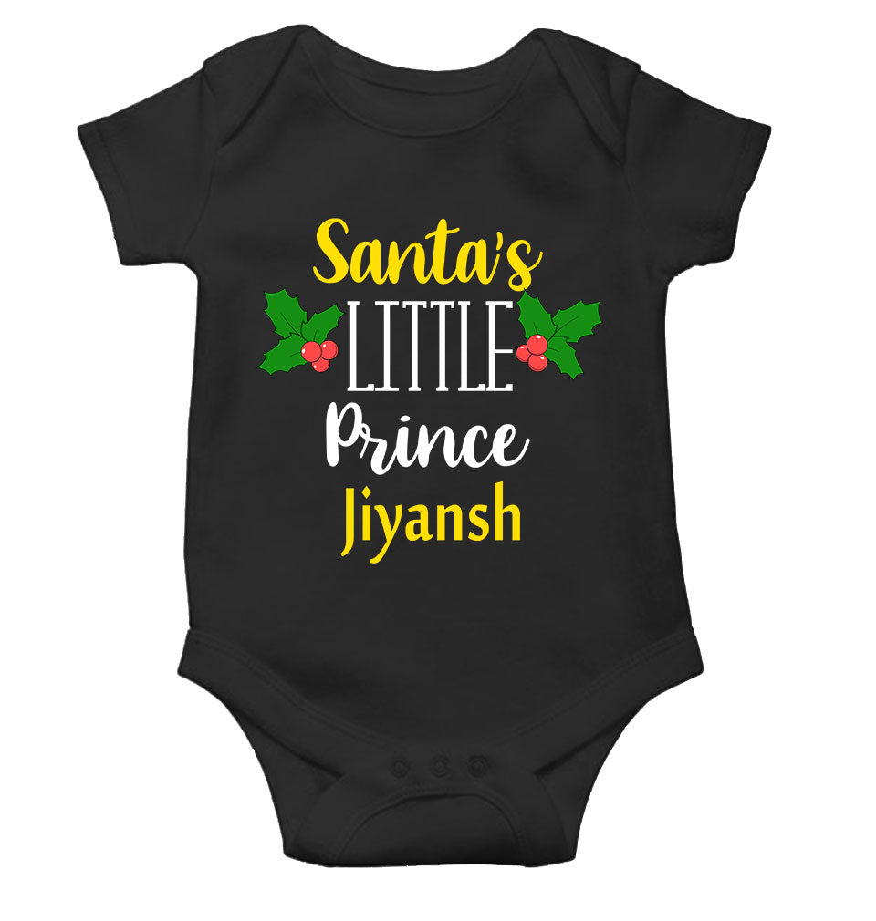 Customized Name Santas Little Prince Christmas Rompers for Baby Boy- KidsFashionVilla