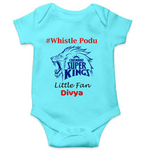 Load image into Gallery viewer, Custom Name IPL CSK Chennai Super Kings Whistle Podu Rompers for Baby Girl- KidsFashionVilla

