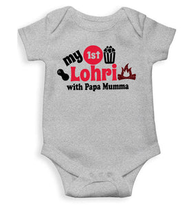 First Lohri With Papa Mumma Rompers for Baby Girl- KidsFashionVilla