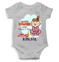 Load image into Gallery viewer, Custom Name My First Diwali With Mumma Papa Rompers for Baby Girl- KidsFashionVilla
