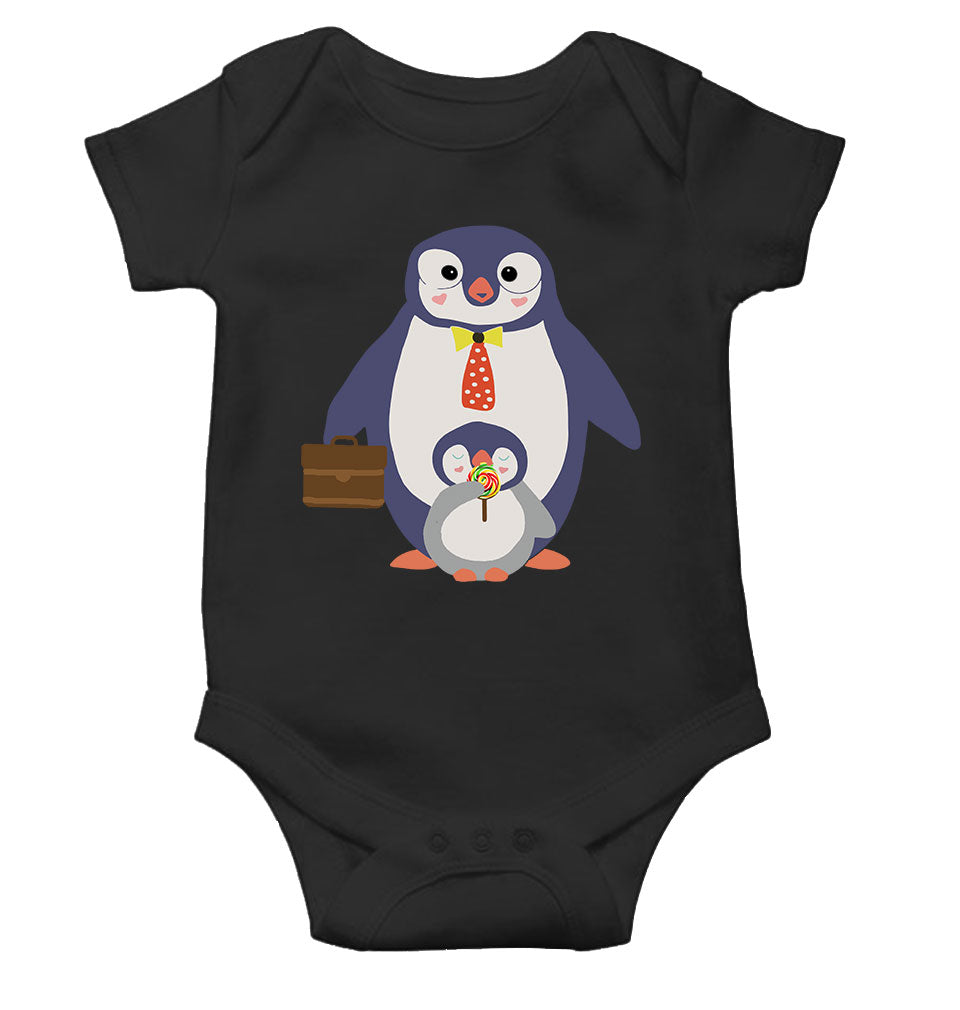 Papa And Baby Penguin Cartoon Rompers for Baby Boy- KidsFashionVilla