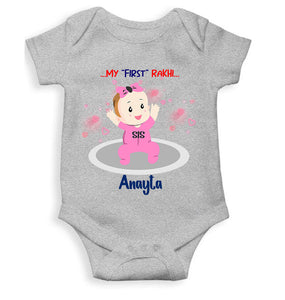 Custom Name My First Rakhi Dress Rompers for Baby Girl- KidsFashionVilla