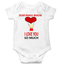 Load image into Gallery viewer, Custom Name I love My Bhaiya So Much Rompers for Baby Girl- KidsFashionVilla
