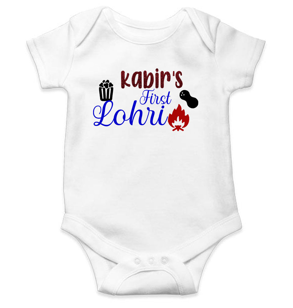 Custom Baby Name First Lohri Rompers for Baby Boy- KidsFashionVilla