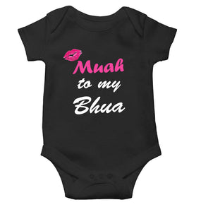 Muahh To My Bua Black Rompers for Baby Boy - KidsFashionVilla