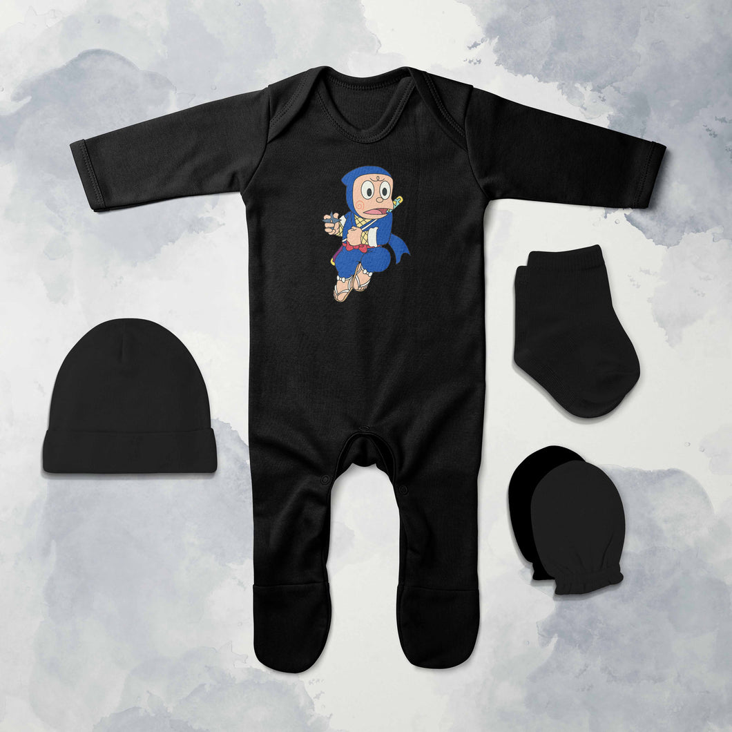 Very Funny Cartoon Jumpsuit with Cap, Mittens and Booties Romper Set for Baby Boy - KidsFashionVilla