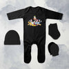 Funny Friends Cartoon Jumpsuit with Cap, Mittens and Booties Romper Set for Baby Boy - KidsFashionVilla