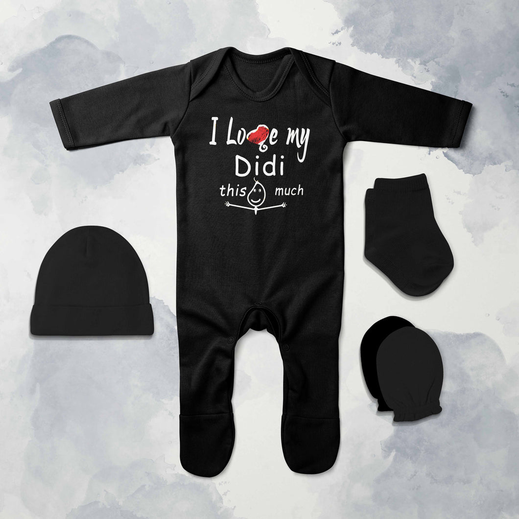 I Love My Didi Jumpsuit with Cap, Mittens and Booties Romper Set for Baby Boy - KidsFashionVilla