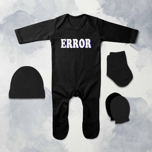 Error Minimal Jumpsuit with Cap, Mittens and Booties Romper Set for Baby Boy - KidsFashionVilla