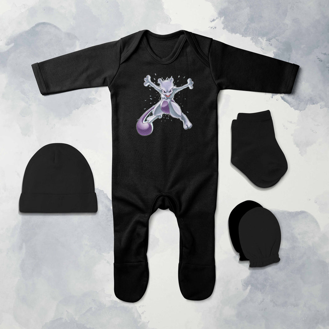 Super Cartoon Jumpsuit with Cap, Mittens and Booties Romper Set for Baby Boy - KidsFashionVilla