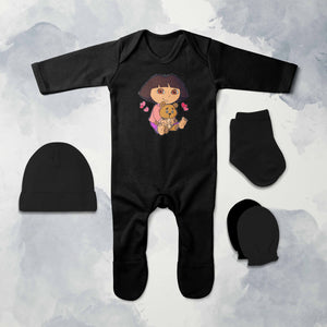 Beautiful Cartoon Jumpsuit with Cap, Mittens and Booties Romper Set for Baby Boy - KidsFashionVilla