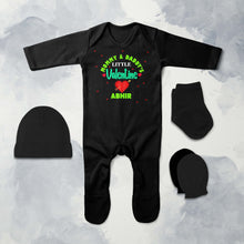 Load image into Gallery viewer, Custom Name Mommys And Daddys Little Valentine Jumpsuit with Cap, Mittens and Booties Romper Set for Baby Boy - KidsFashionVilla
