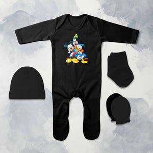 Friends Cartoon Jumpsuit with Cap, Mittens and Booties Romper Set for Baby Boy - KidsFashionVilla