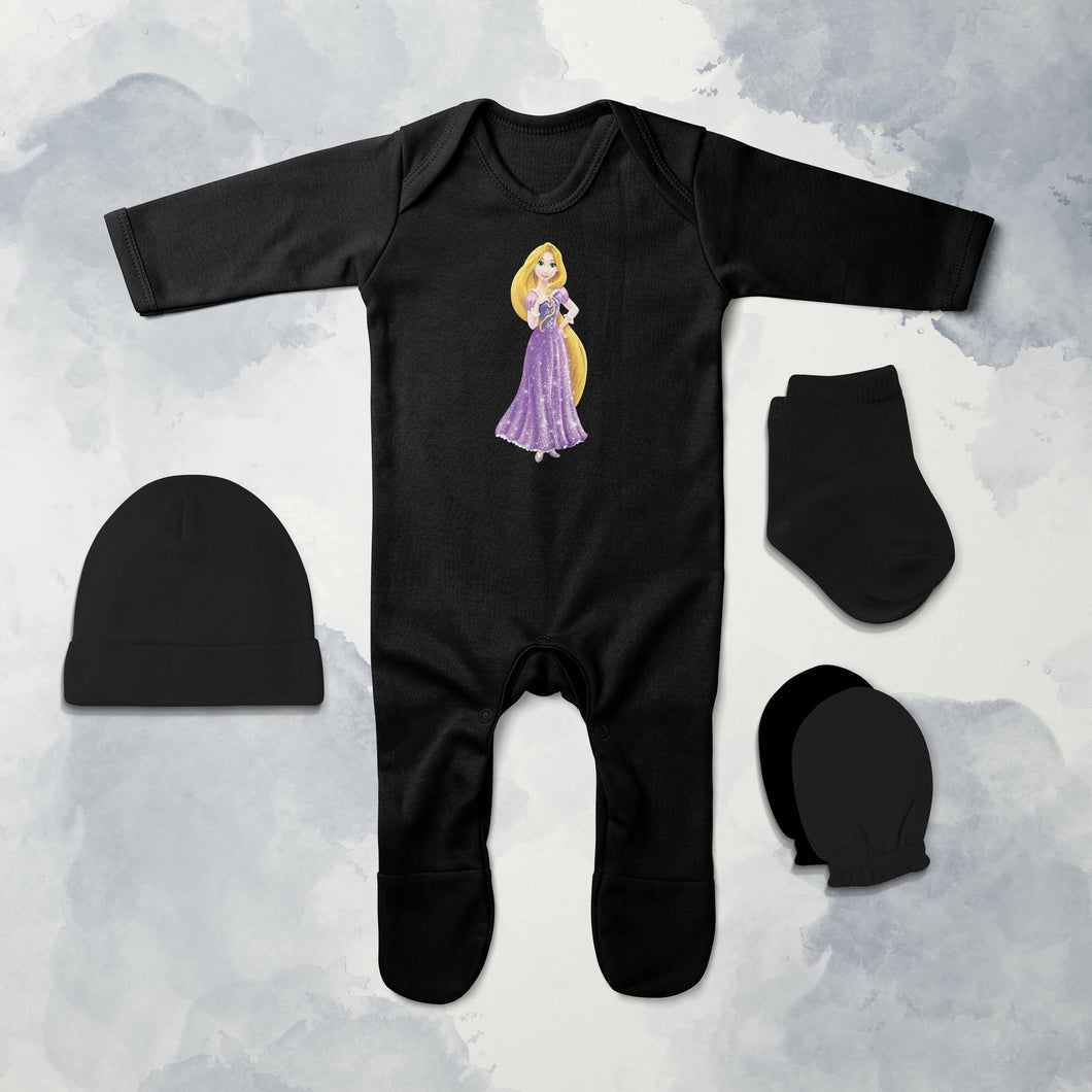 Beautiful Princess Cartoon Jumpsuit with Cap, Mittens and Booties Romper Set for Baby Boy - KidsFashionVilla