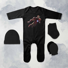 Load image into Gallery viewer, Flying Superhero Cartoon Jumpsuit with Cap, Mittens and Booties Romper Set for Baby Boy - KidsFashionVilla
