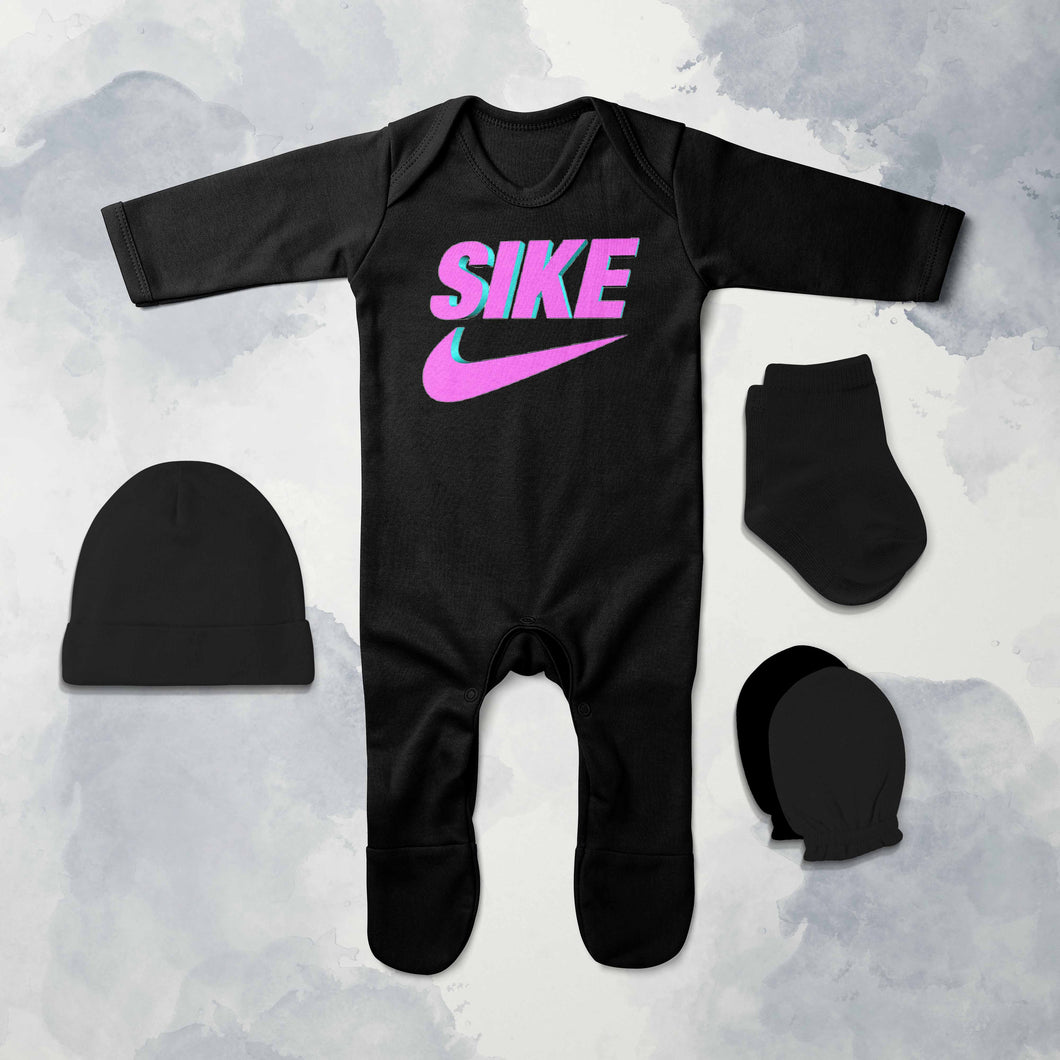Sike Minimal Jumpsuit with Cap, Mittens and Booties Romper Set for Baby Boy - KidsFashionVilla