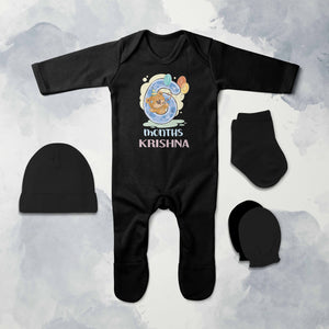 6 Month Birthday Teddy Design Jumpsuit with Cap, Mittens and Booties Romper Set for Baby Boy - KidsFashionVilla