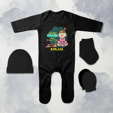 Load image into Gallery viewer, Custom Name My First Diwali With Mumma Papa Jumpsuit with Cap, Mittens and Booties Romper Set for Baby Girl - KidsFashionVilla
