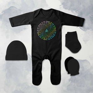 Om Namah Shivay Mahashivratri Jumpsuit with Cap, Mittens and Booties Romper Set for Baby Boy - KidsFashionVilla