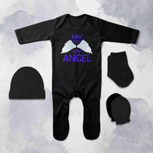 Load image into Gallery viewer, My Sister My Angel Jumpsuit with Cap, Mittens and Booties Romper Set for Baby Boy - KidsFashionVilla
