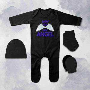 My Sister My Angel Jumpsuit with Cap, Mittens and Booties Romper Set for Baby Boy - KidsFashionVilla