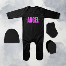 Load image into Gallery viewer, Angel Minimal Jumpsuit with Cap, Mittens and Booties Romper Set for Baby Girl - KidsFashionVilla
