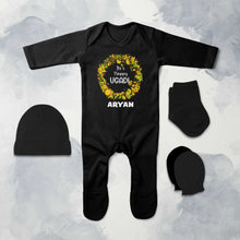 Load image into Gallery viewer, Custom Name Its Happy Ugadi Jumpsuit with Cap, Mittens and Booties Romper Set for Baby Boy - KidsFashionVilla
