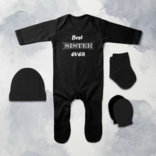 Load image into Gallery viewer, Best Sister Ever Jumpsuit with Cap, Mittens and Booties Romper Set for Baby Boy - KidsFashionVilla
