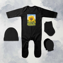 Load image into Gallery viewer, Its A Time Minimal Jumpsuit with Cap, Mittens and Booties Romper Set for Baby Boy - KidsFashionVilla
