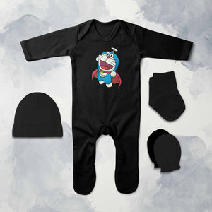 Famous Cartoon Jumpsuit with Cap, Mittens and Booties Romper Set for Baby Boy - KidsFashionVilla