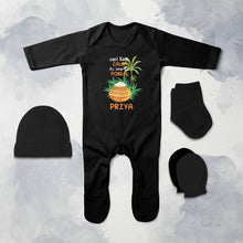 Load image into Gallery viewer, Custom Name Time For Pongal Jumpsuit with Cap, Mittens and Booties Romper Set for Baby Girl - KidsFashionVilla

