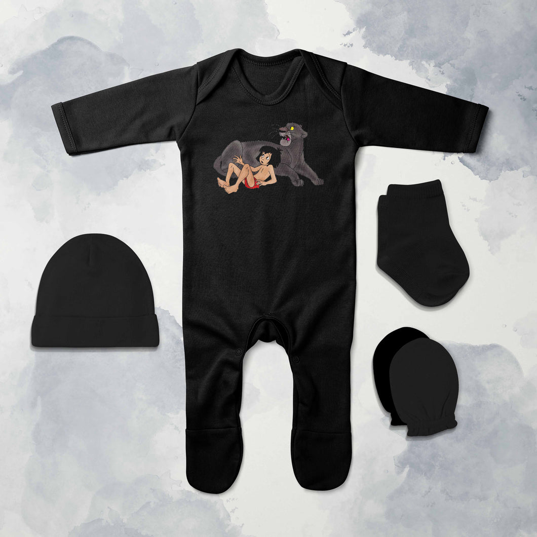 Famous Cartoon Jumpsuit with Cap, Mittens and Booties Romper Set for Baby Boy - KidsFashionVilla