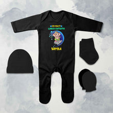 Load image into Gallery viewer, My First Ganesh Chaturthi Jumpsuit with Cap, Mittens and Booties Romper Set for Baby Girl - KidsFashionVilla
